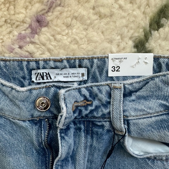 NWT Zara straight leg high rise size 00 blue jeans - Picture 2 of 4